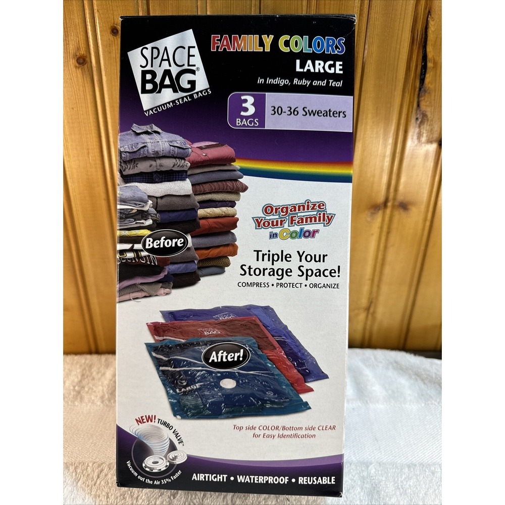 Space Bag Vacuum Seal Bags 3 Count Large In Pretty Colors **READ**open Box
